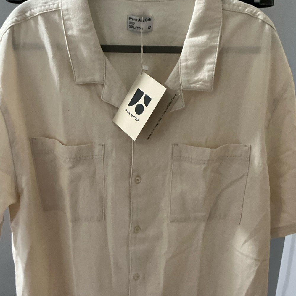 Frank & Oak Casual Cream Button Down Shirt xxl